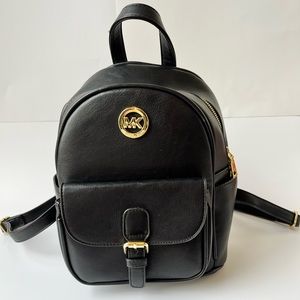 Michael Kors Medium Black Leather Backpack.
